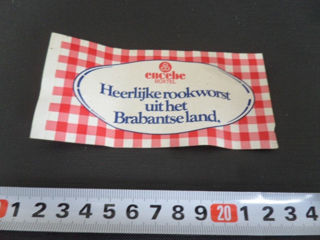 sticker encebe boxtel heerlijke rookworst uit brabantse land, Ophalen of Verzenden, Zo goed als nieuw