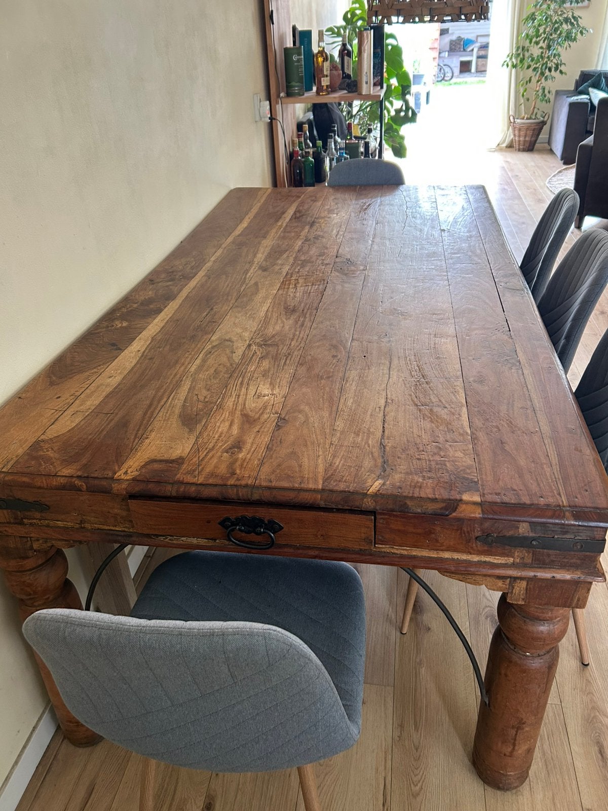 Eettafel, Huis en Inrichting, Tafels | Eettafels, Ophalen, Vierkant, 200 cm of meer, Zo goed als nieuw