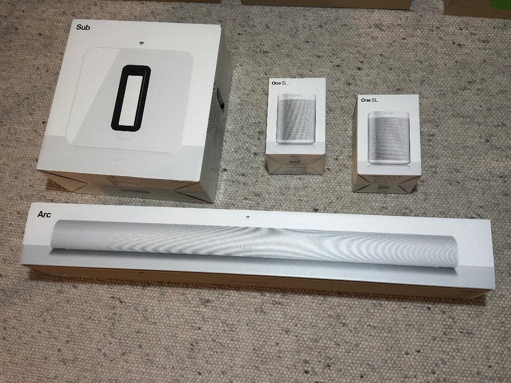 Sonos Surround Set Wit – compleet met muurbeugel en dozen, Overige merken, 7.1-systeem, 70 watt of meer, Ophalen of Verzenden