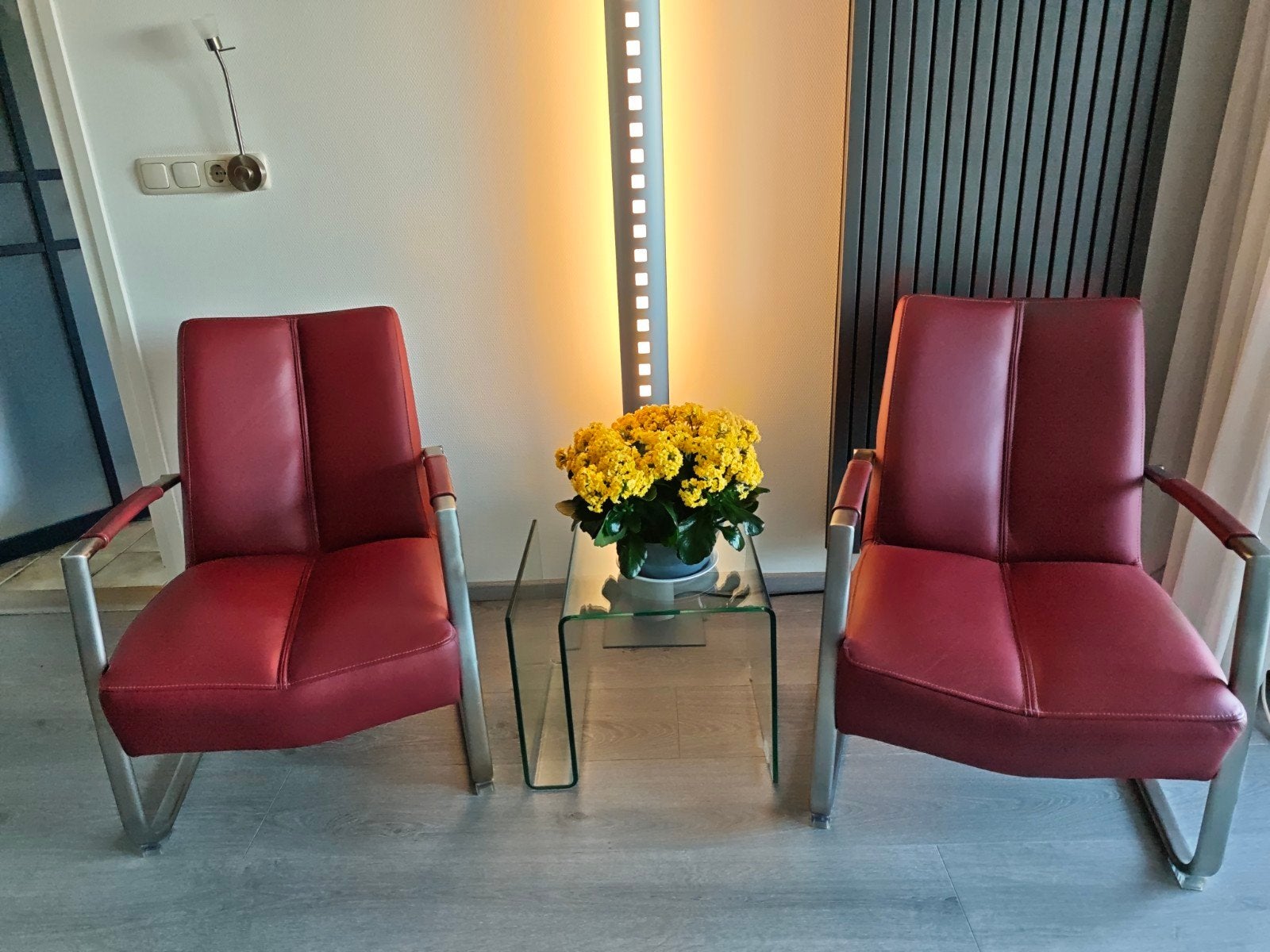 Xooon Seron Lounge Stoelen - Rood Catania Leer, Ophalen, Twee, Zo goed als nieuw, Leer