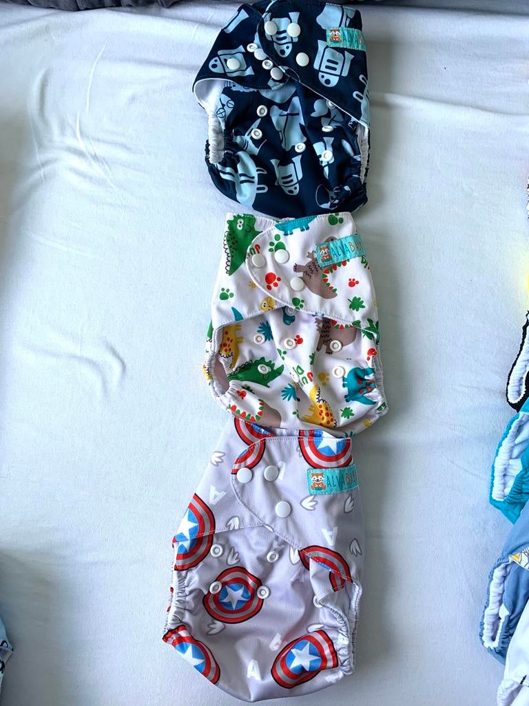 Alvababy Wasbare Luier Set met Inleggers - Diverse Prints, Ophalen, Zo goed als nieuw
