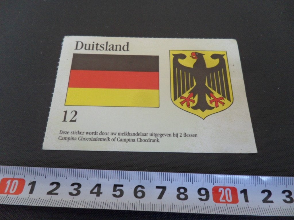 sticker zuivel campina vlag wapen #12 duitsland, Verzamelen, Stickers, Ophalen, Zo goed als nieuw