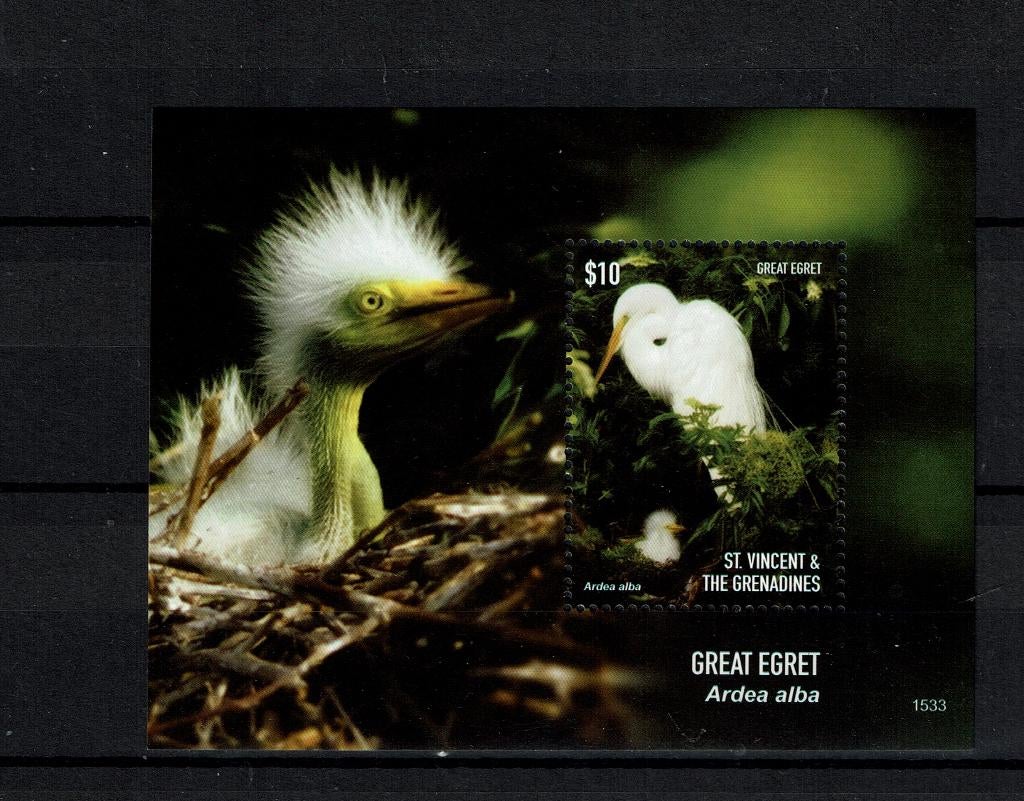 ST VINCENT 2015 PF BLOK REIGERS HERONS VOGELS BIRDS 4, Ophalen of Verzenden, Postfris, Dier of Natuur