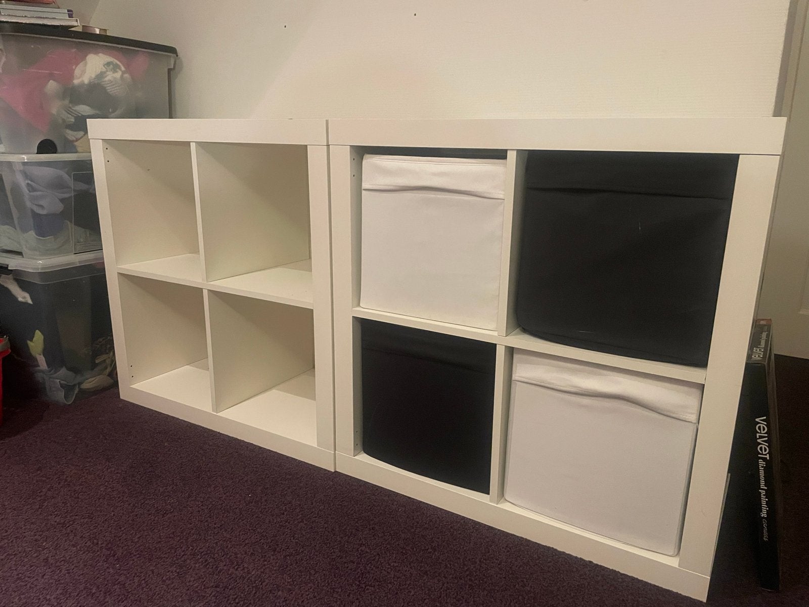 Ikea Kallax kasten met 4 opbergbakken, Huis en Inrichting, Kasten | Overige, Ophalen, Gebruikt