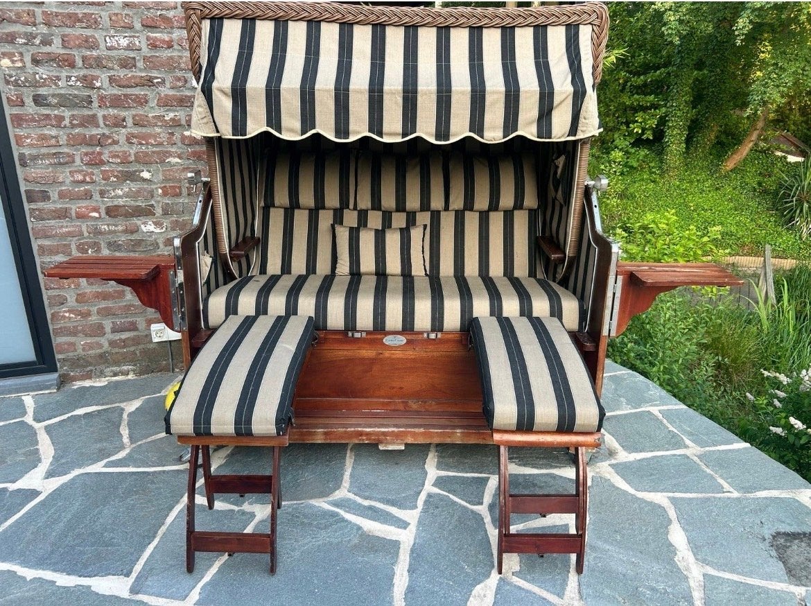 Cocoon Center Strandbank 3-persoons donkergrijs/beige, Ophalen, Gebruikt, Hout