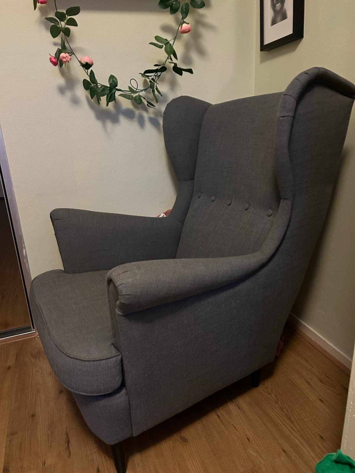 IKEA Strandmon fauteuil - Grijs, Ophalen of Verzenden, Gebruikt, Stof, 75 tot 100 cm