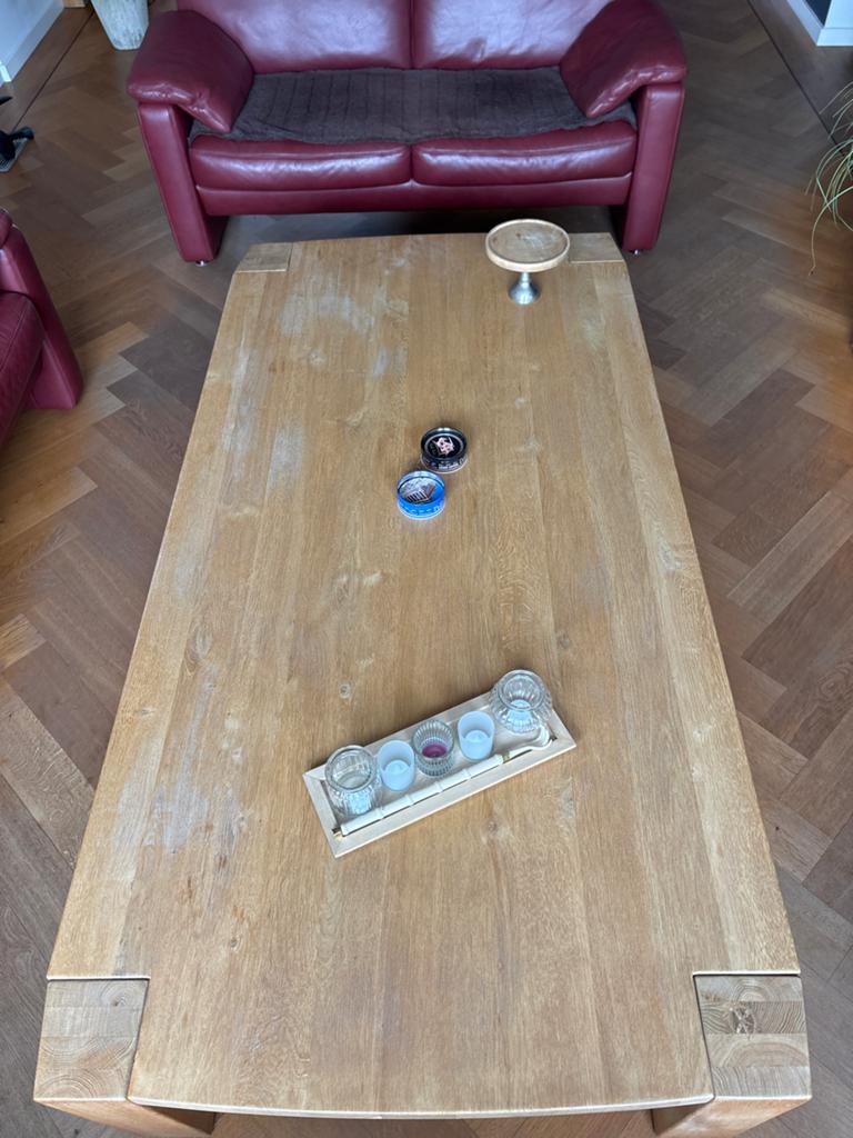 Robuuste eikenhouten salontafel - Landelijke stijl, Huis en Inrichting, Tafels | Salontafels, Ophalen, 100 tot 150 cm, Eikenhout