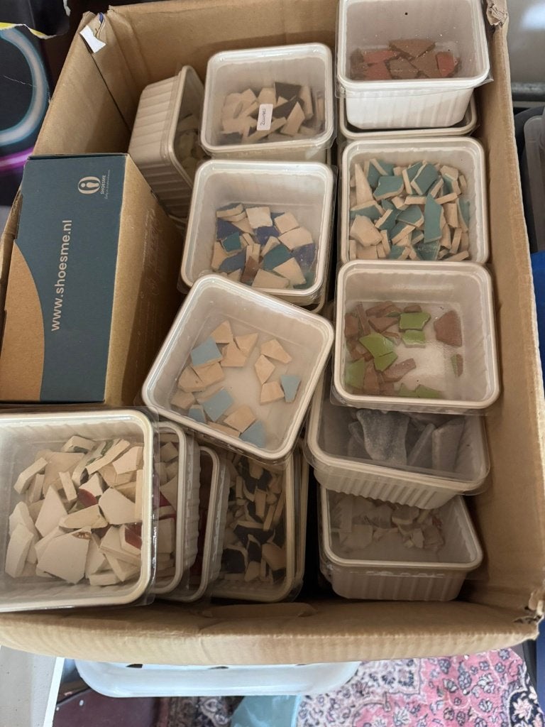 Complete mozaïek set – tegelstukjes, voegmiddel & bakjes, Ophalen, Gebruikt, Meerkleurig, Knutselset