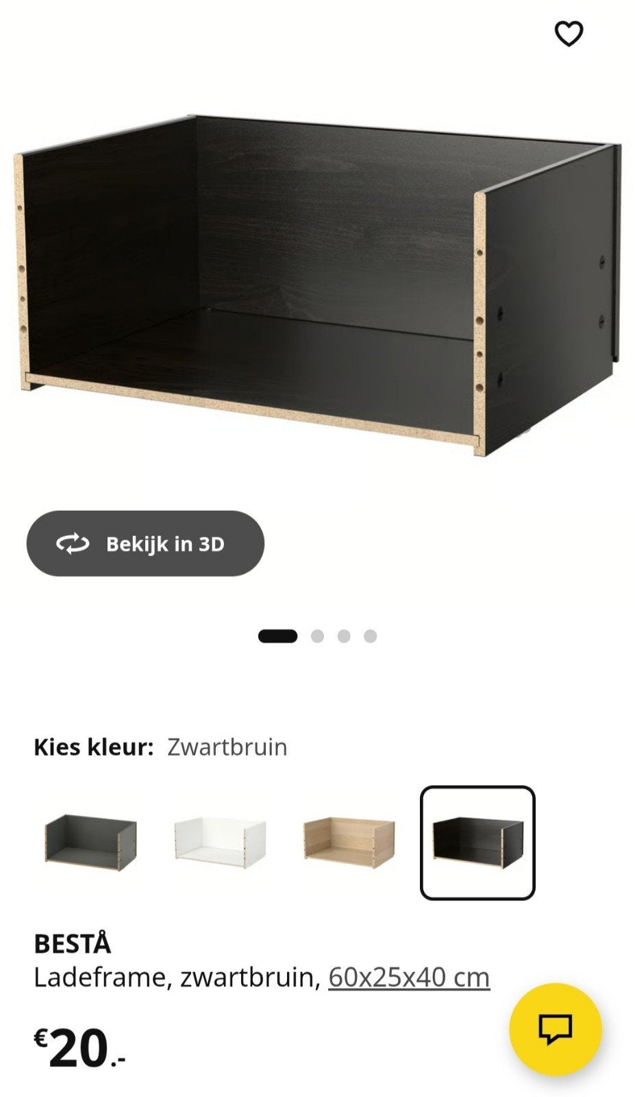 2 x IKEA BESTÅ Ladeframe Zwart 60x20x64 cm - Nieuw in doos, Ophalen of Verzenden
