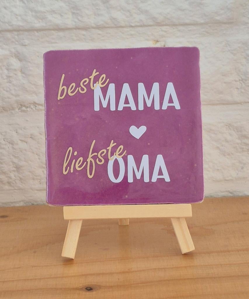 Tegeltje 'Beste Mama Liefste Oma', Nieuw, Ophalen of Verzenden, Modern, Paars