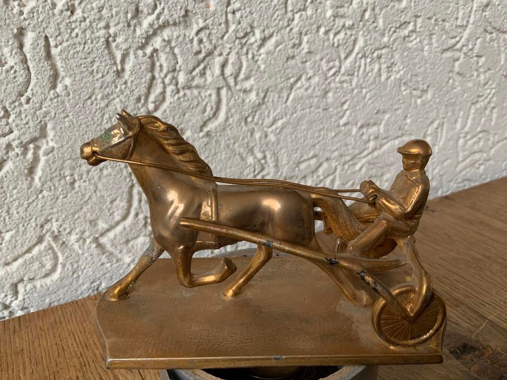 Vintage Massief Koperen / Bronzen Beeld Paardenrace, Ophalen of Verzenden