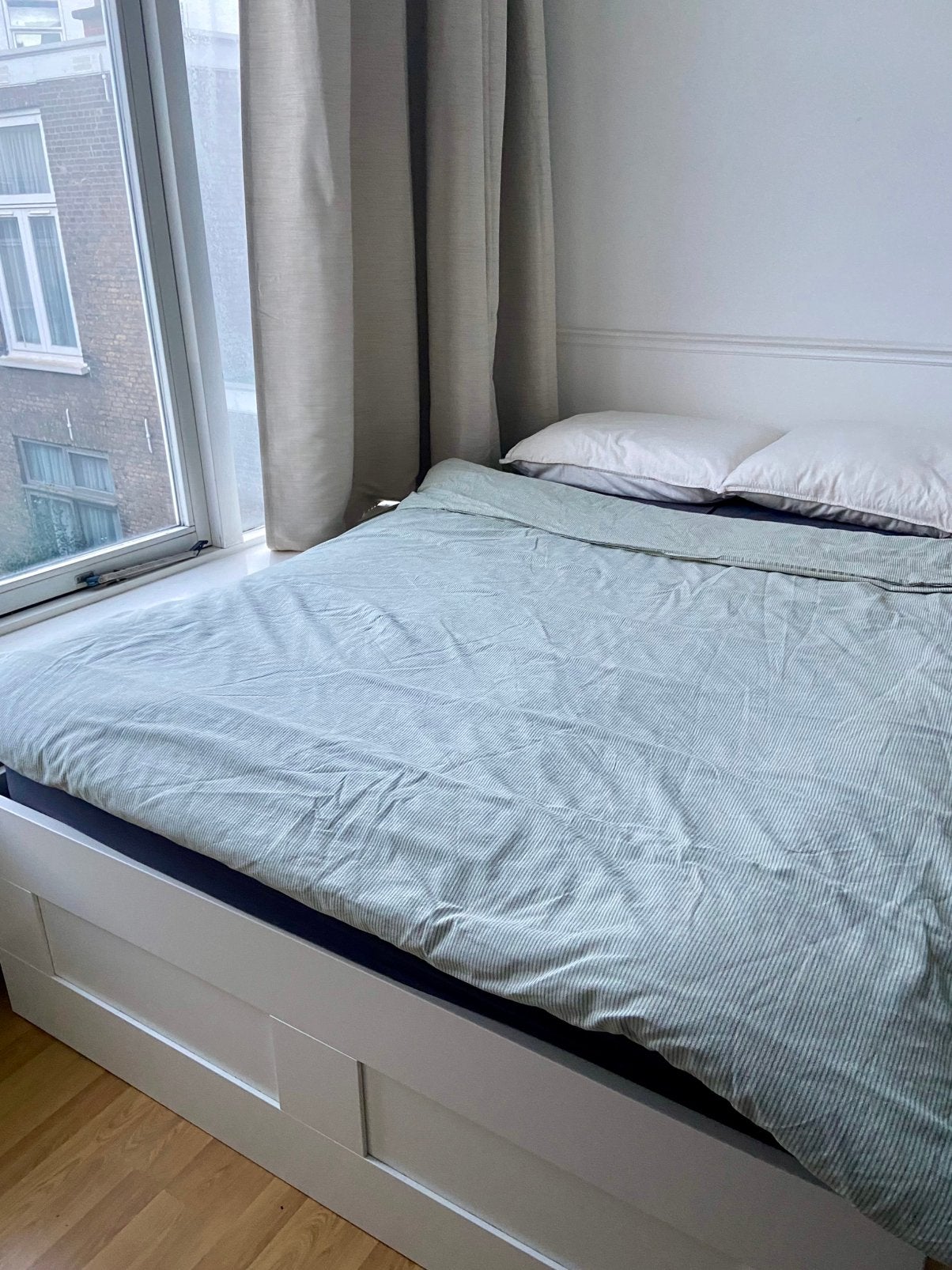 Ikea Brimnes bed 140 eventueel met lattenbodem en matras, Ophalen of Verzenden, Zo goed als nieuw, Tweepersoons, 140 cm