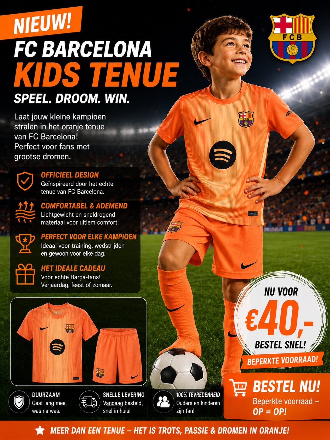 FC Barcelona Kids Tenue, Ophalen of Verzenden, Nieuw, Jongen of Meisje
