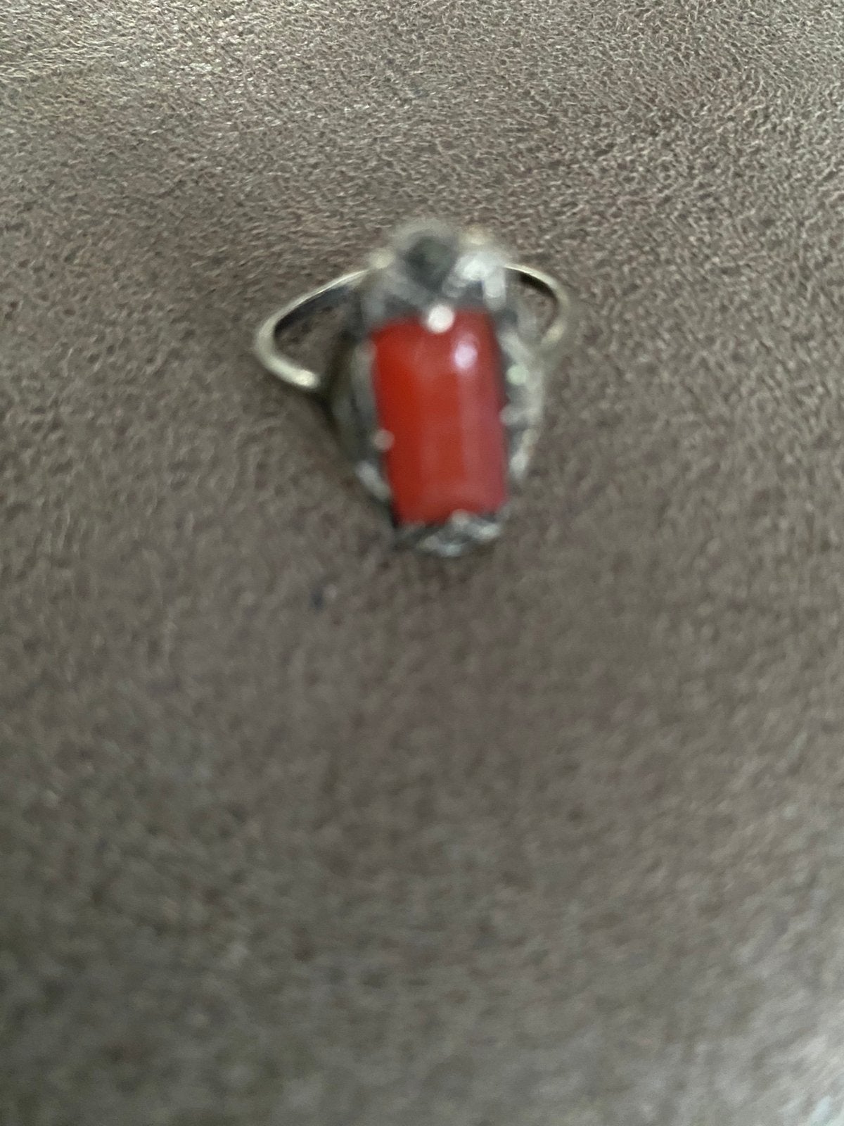 Zilveren art deco ring met rode granaat steen, Ophalen of Verzenden, Zilver, Ring