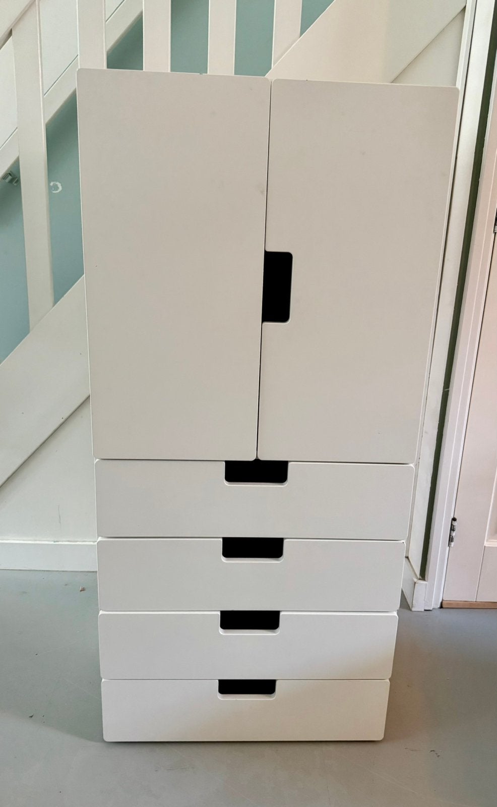 Witte IKEA SMÅSTAD / STUVA Kast met 4 Laden en Deuren, Ophalen, Gebruikt, 50 tot 70 cm, 105 cm of meer