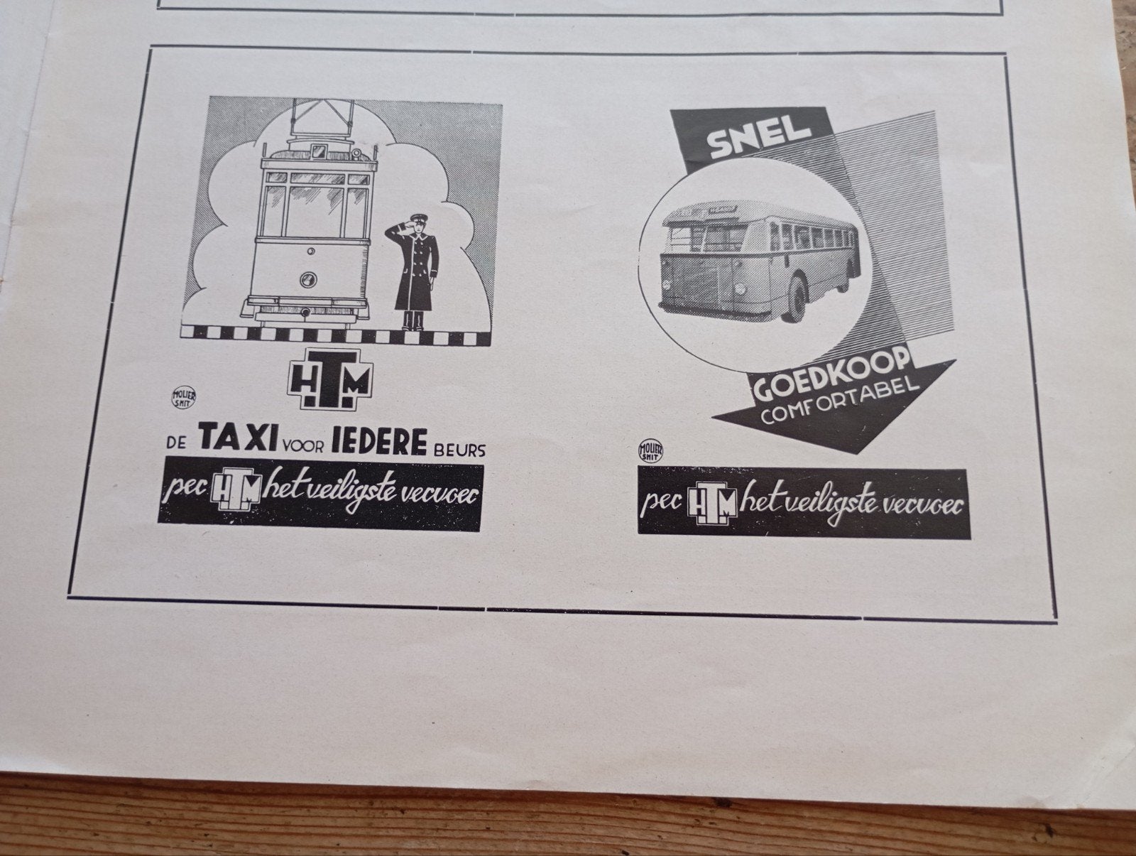 Vintage HTM advertentie 1947, Ophalen of Verzenden, Gebruikt, Trein, Kaart of Prent
