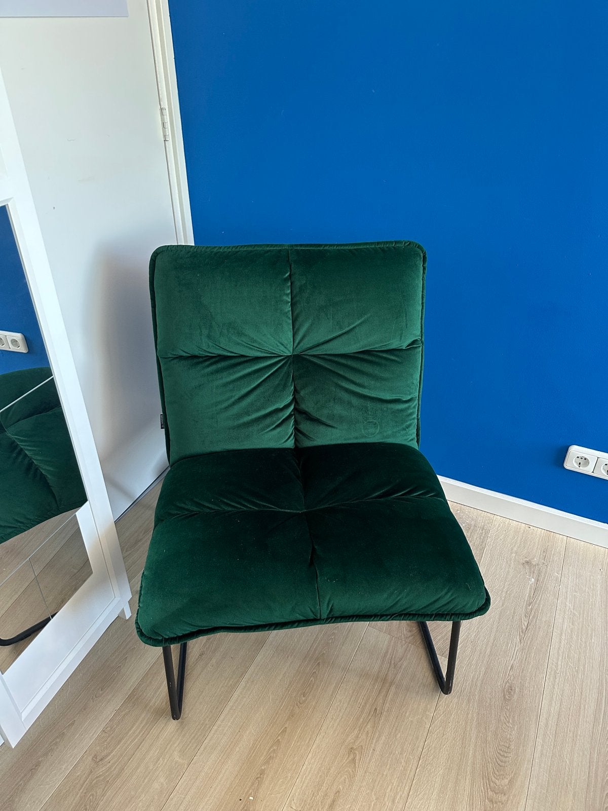 Fauteuil donkergroen suede, Ophalen, Zo goed als nieuw, Minder dan 75 cm, 50 tot 75 cm