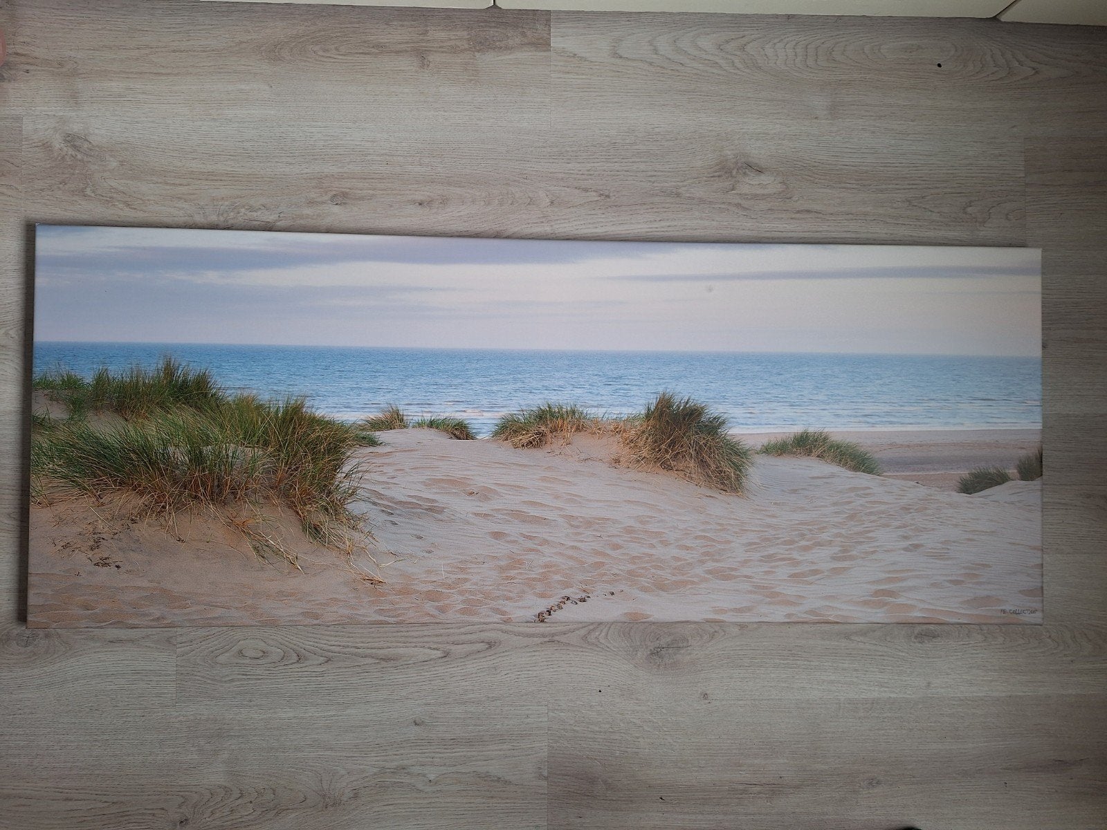Canvas schilderij duinlandschap aan zee, Ophalen of Verzenden, Zo goed als nieuw, Schilderij, 75 – 100
