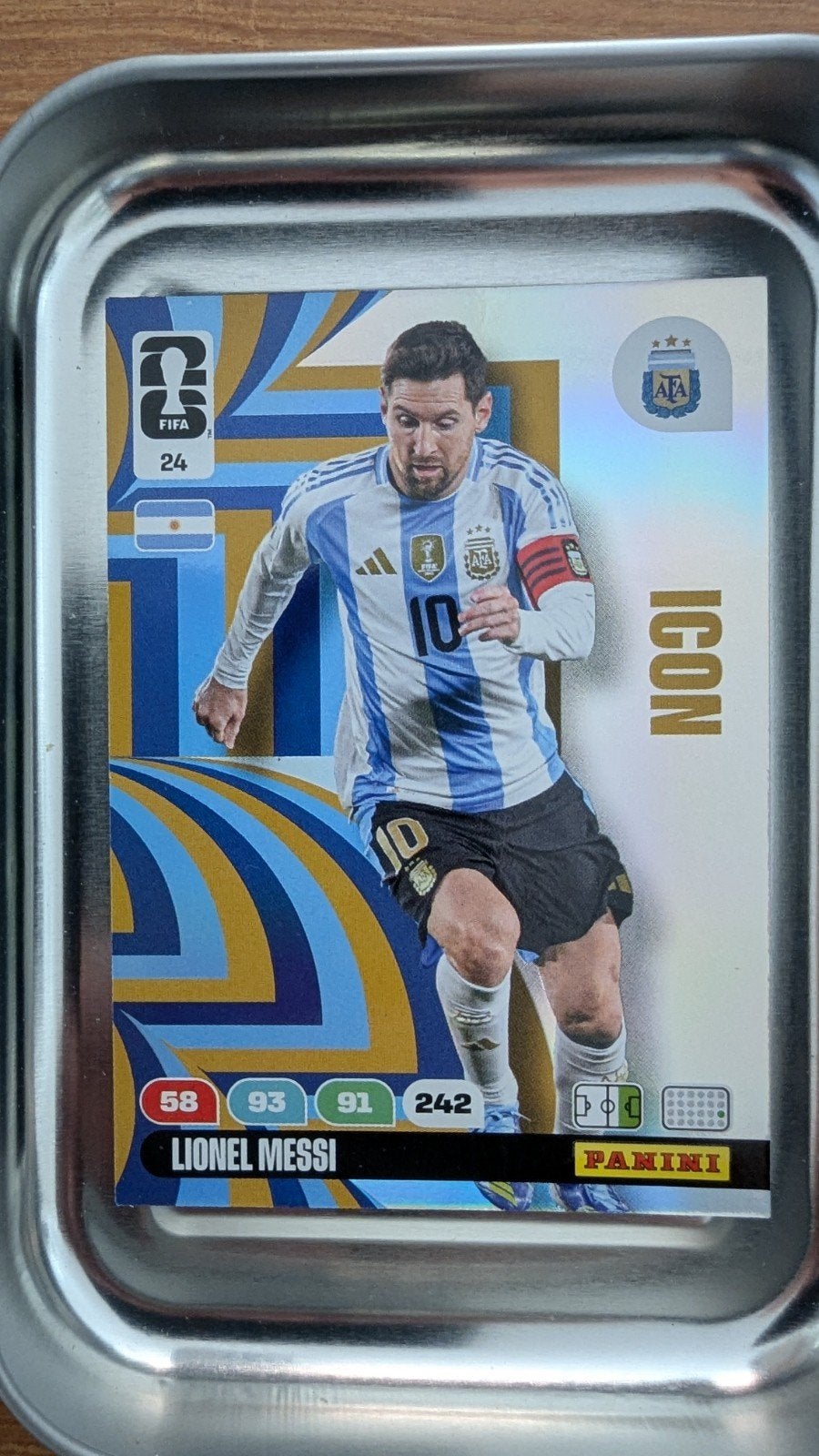 Panini FIFA 24 Icon Lionel Messi Spelerskaart, Ophalen of Verzenden, Zo goed als nieuw, Buitenlandse clubs, Spelerskaart