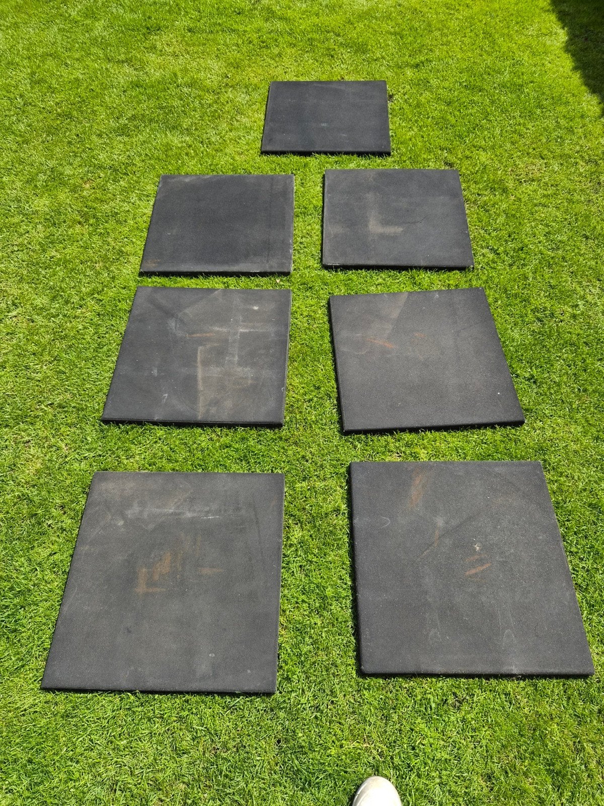 7 Rubberen tegels 60x60cm - Slijtvast en Veilig, Tuin en Terras, Tegels en Klinkers, Ophalen, Gebruikt, Overige typen, Rubber