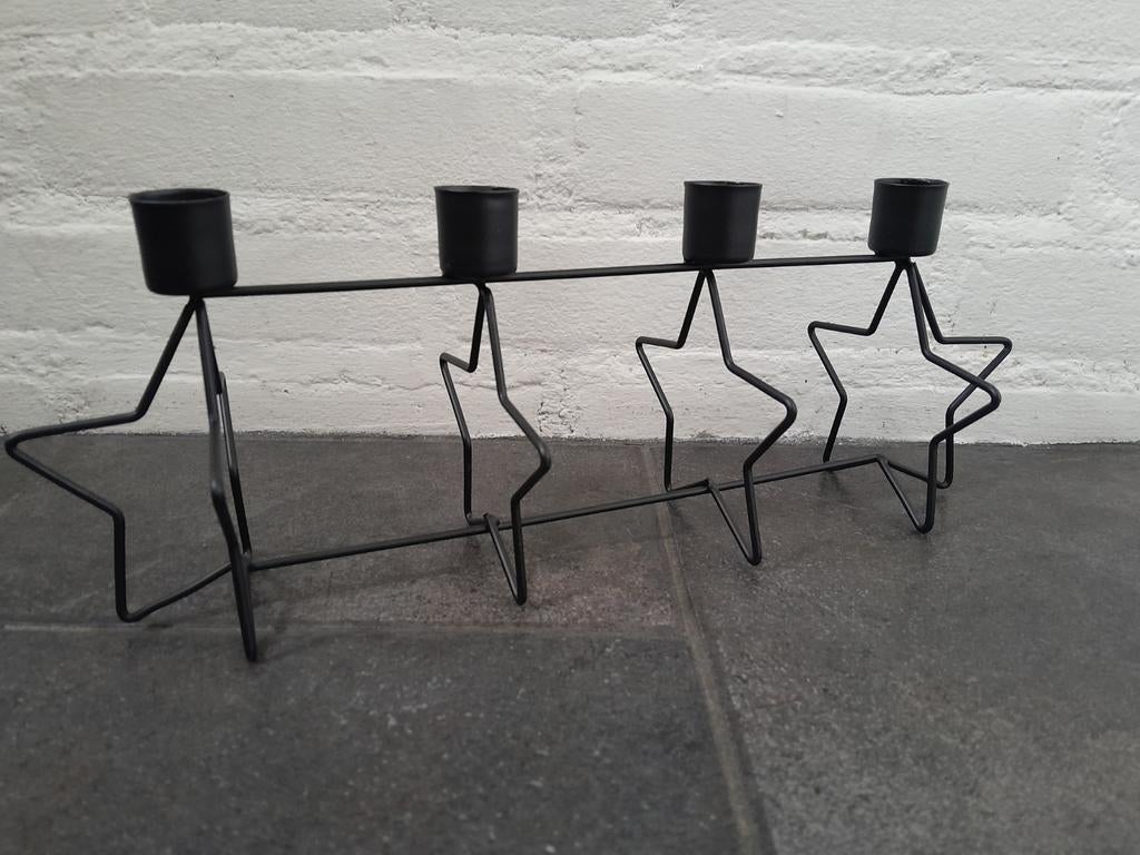 Kaarsenstandaard ~ kaars 4 stuks ~ Advent Kerst Kerstmis, Ophalen of Verzenden, Zwart, Metaal, Minder dan 25 cm