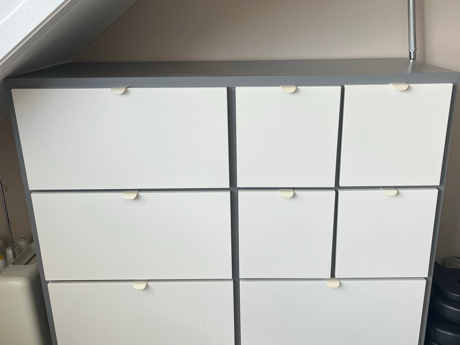 Ladekast met 8 laden - Grijs/Wit, Ophalen, Gebruikt, 5 laden of meer, 100 tot 150 cm