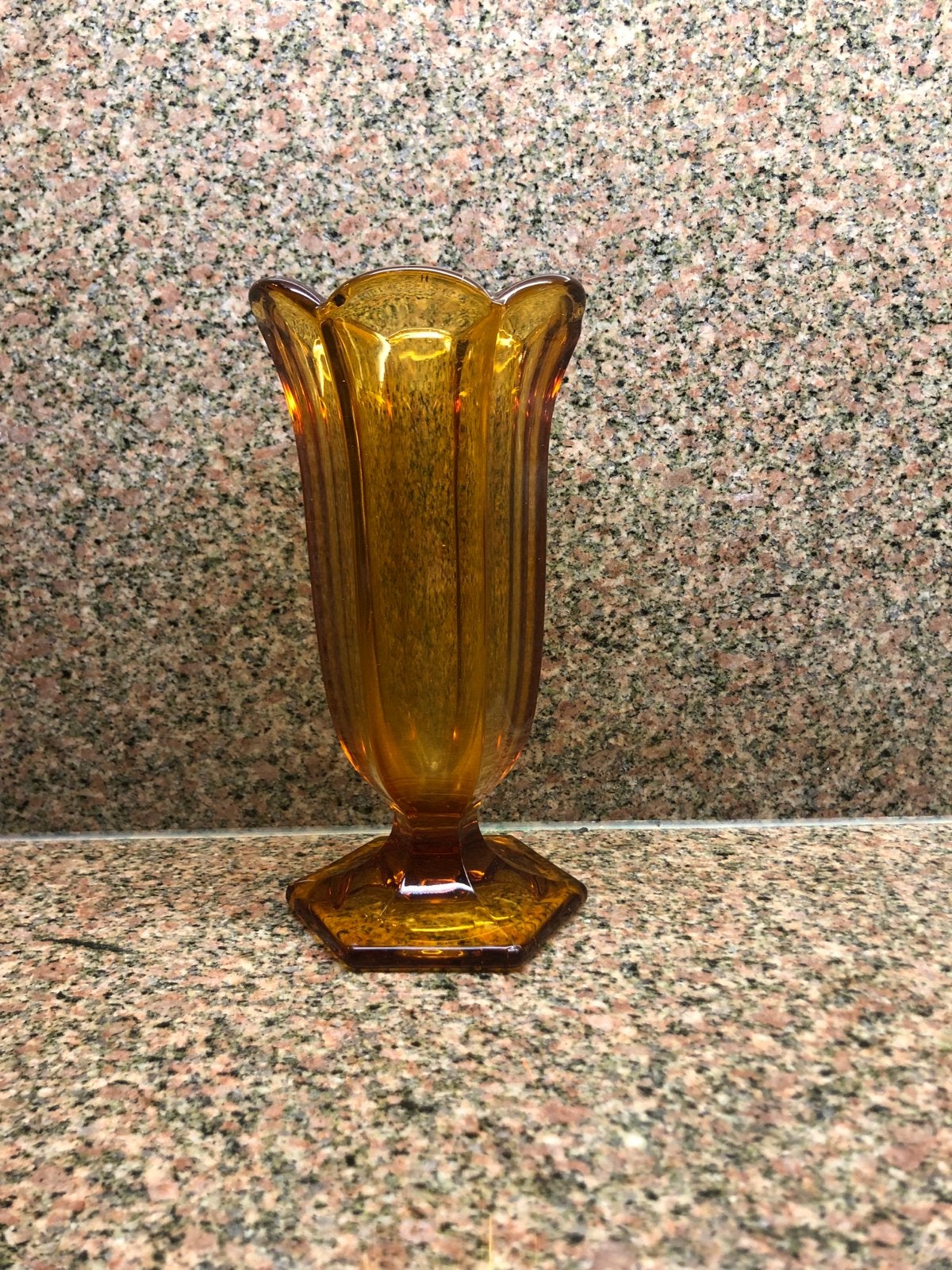 Vintage Amber Glazen Vaas - Elegant Design, Ophalen of Verzenden
