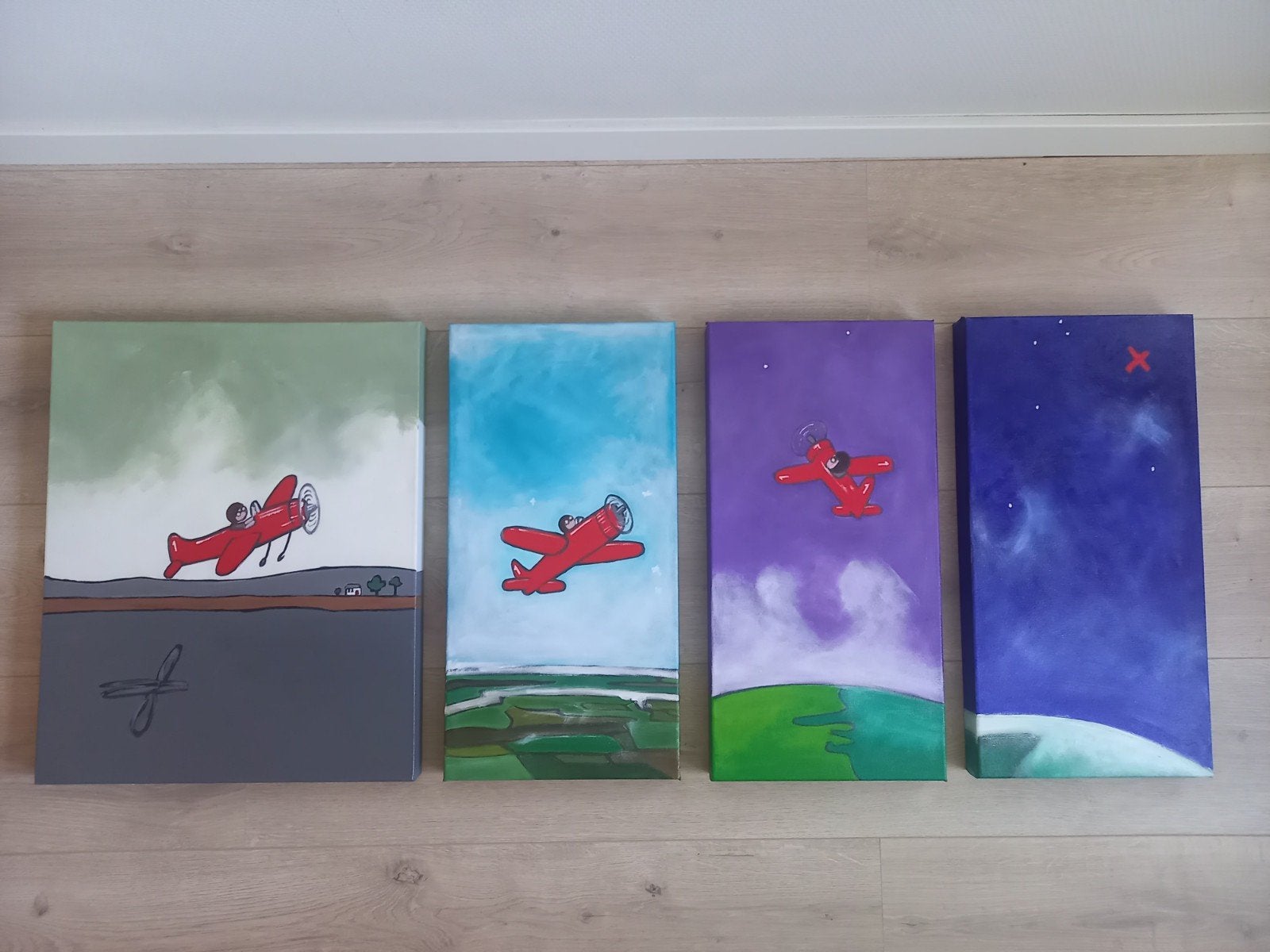 Kinder schilderijen 4 luik, Antiek en Kunst, Kunst | Schilderijen | Klassiek, Ophalen of Verzenden