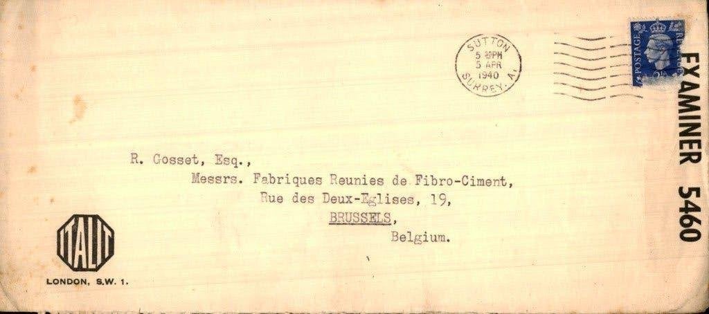 Derde Rijk - 1940 - Londen naar Brussel - Censuur, Verzenden, Envelop