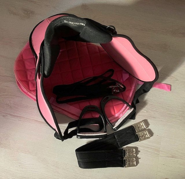 Zadelset voor pony roze 14 inch, Ophalen of Verzenden, Nieuw