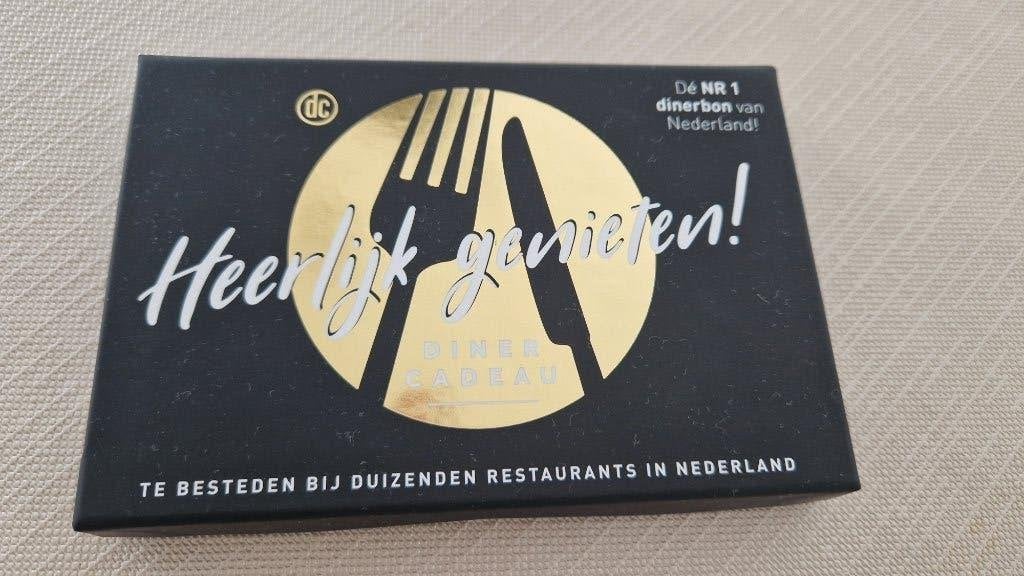 Dinerbon  twv 50 euro/alleen ophalen/duizenden restaurants, Twee personen, Cadeaubon, Overige typen