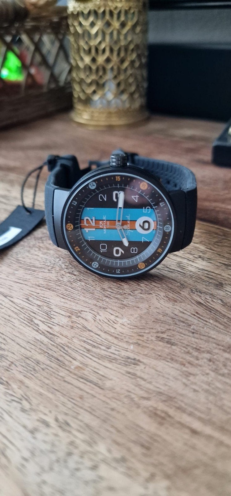 Montjuic horloge met Gulf Racing design - sporthorloge, Ophalen of Verzenden, Nieuw, Zwart, Android