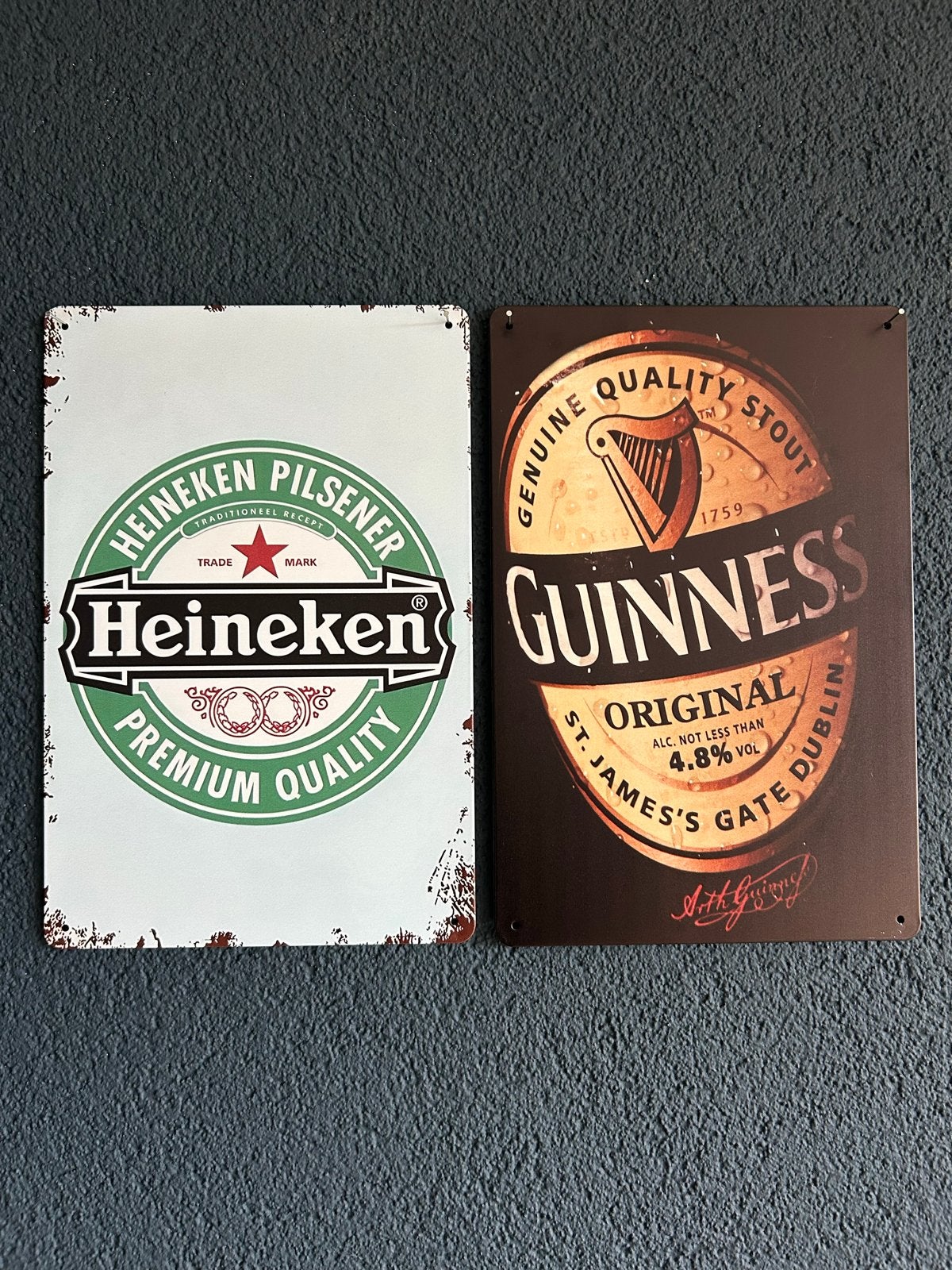 Metalen borden Heineken & Guinness 20x30 cm, Vintage, Meerkleurig, Nieuw, Ophalen of Verzenden