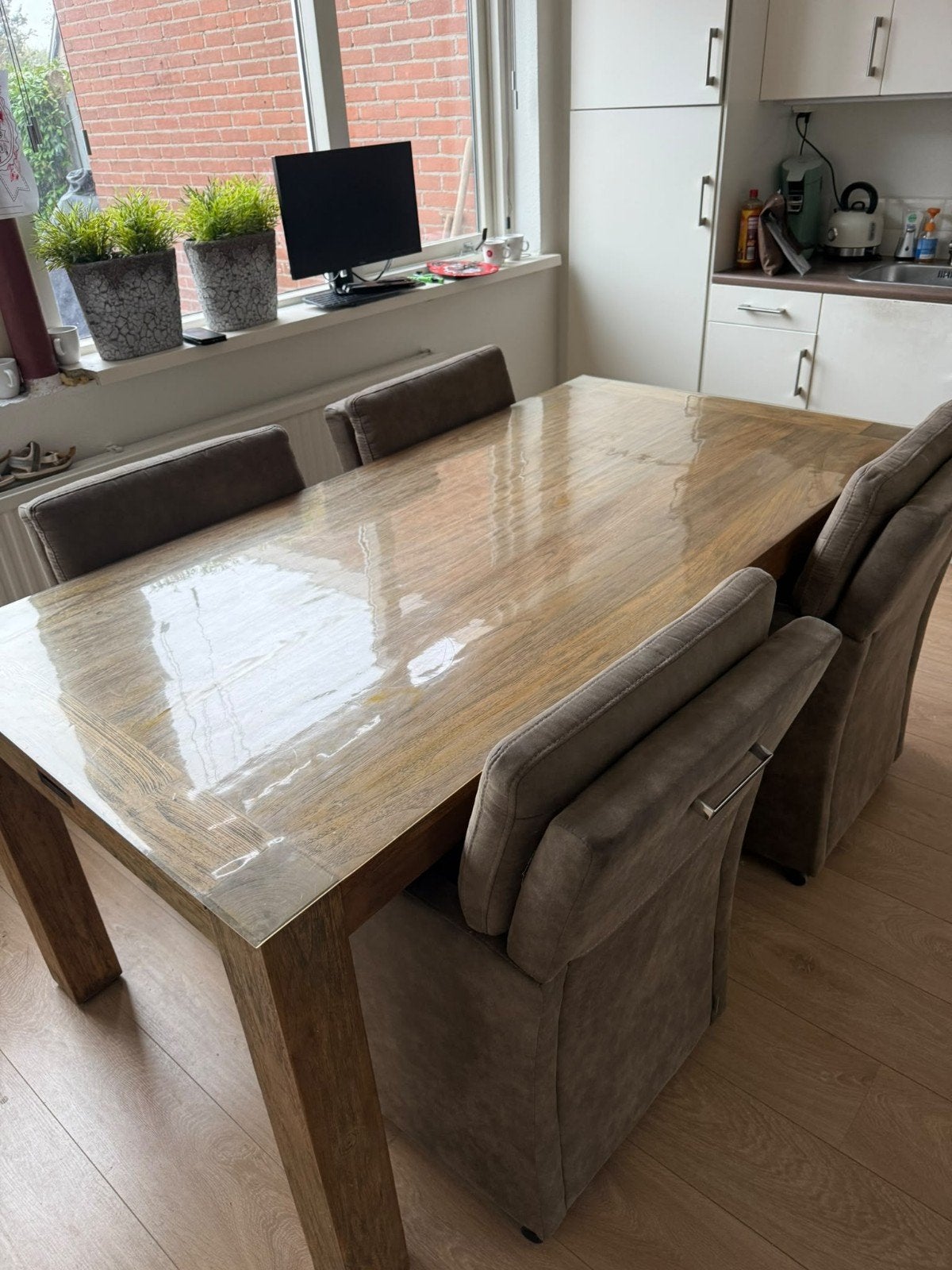 eetkamer set 180cm, stoelen met wieltjes, Ophalen