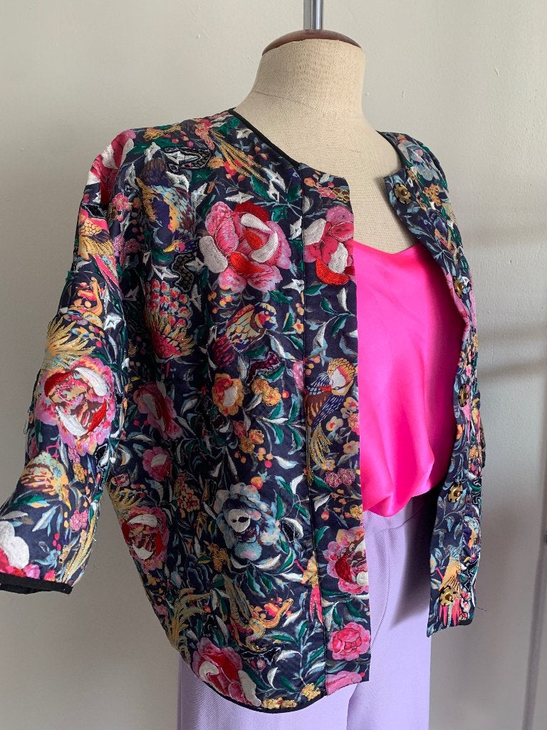 Essentiel Antwerp vest jas jack bloem print multi 38= M/L, Maat 38/40 (M), Zo goed als nieuw, Essentiel Antwerp, Meerkleurig