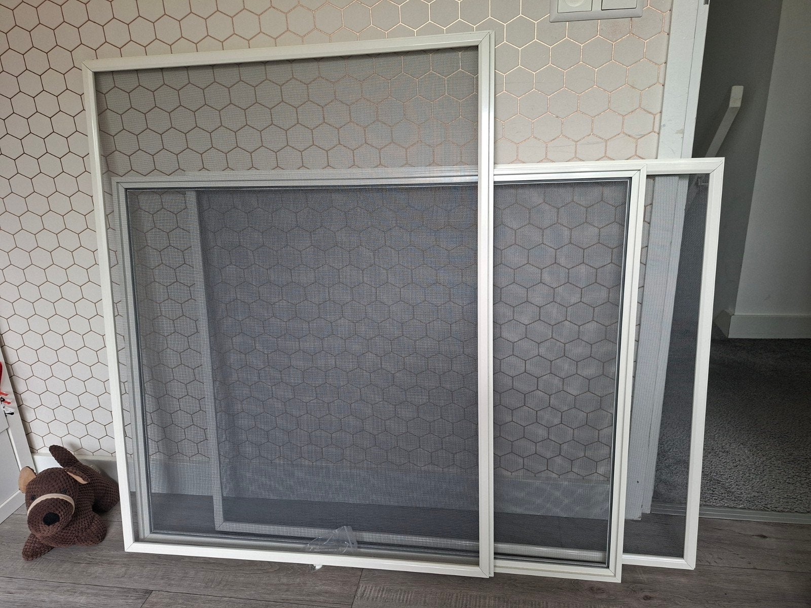 3 x voorzet hor, wit en zgan, 75 tot 150 cm, Kunststof, Raamkozijn, Nieuw