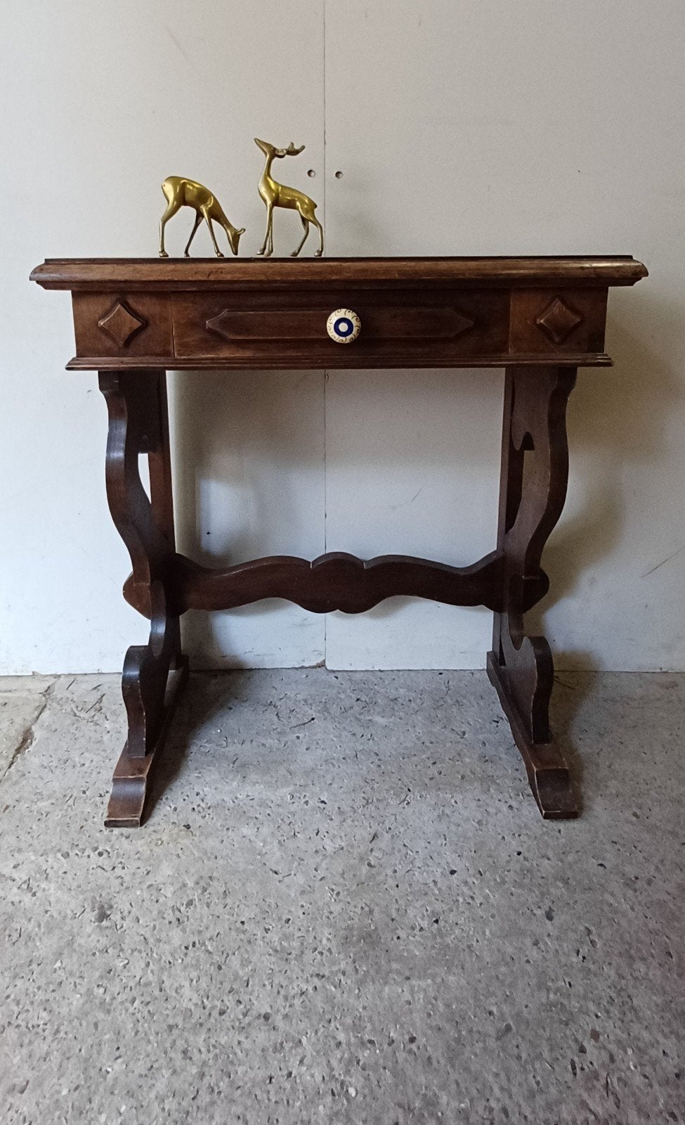 antiek vintage sidetable tafeltje met lade, Ophalen, Gebruikt, 50 tot 100 cm, 25 tot 50 cm