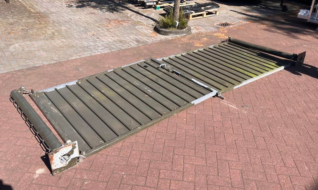 GEBRUIKTE Groene dubbele draaipoort op voetplaten 4000X1500, Ophalen, Met poort, Gebruikt, Spijlenhekwerk