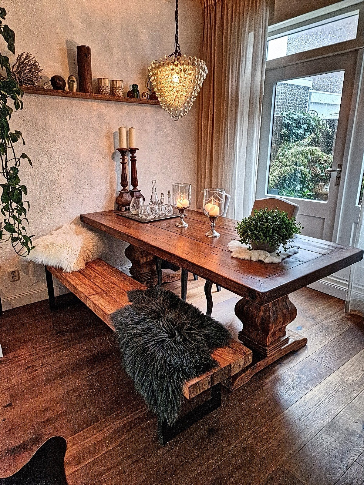 Eettafel 220 cm lang, Huis en Inrichting, Tafels | Eettafels, 200 cm of meer, Zo goed als nieuw, Rechthoekig, 50 tot 100 cm