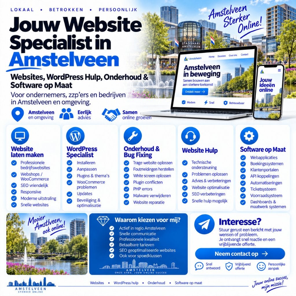 Website Laten Maken & WordPress Hulp Amstelveen, Vacatures, Vanaf 3 jaar, Geschikt als bijbaan, Freelance of Uitzendbasis, 33 - 40 uur