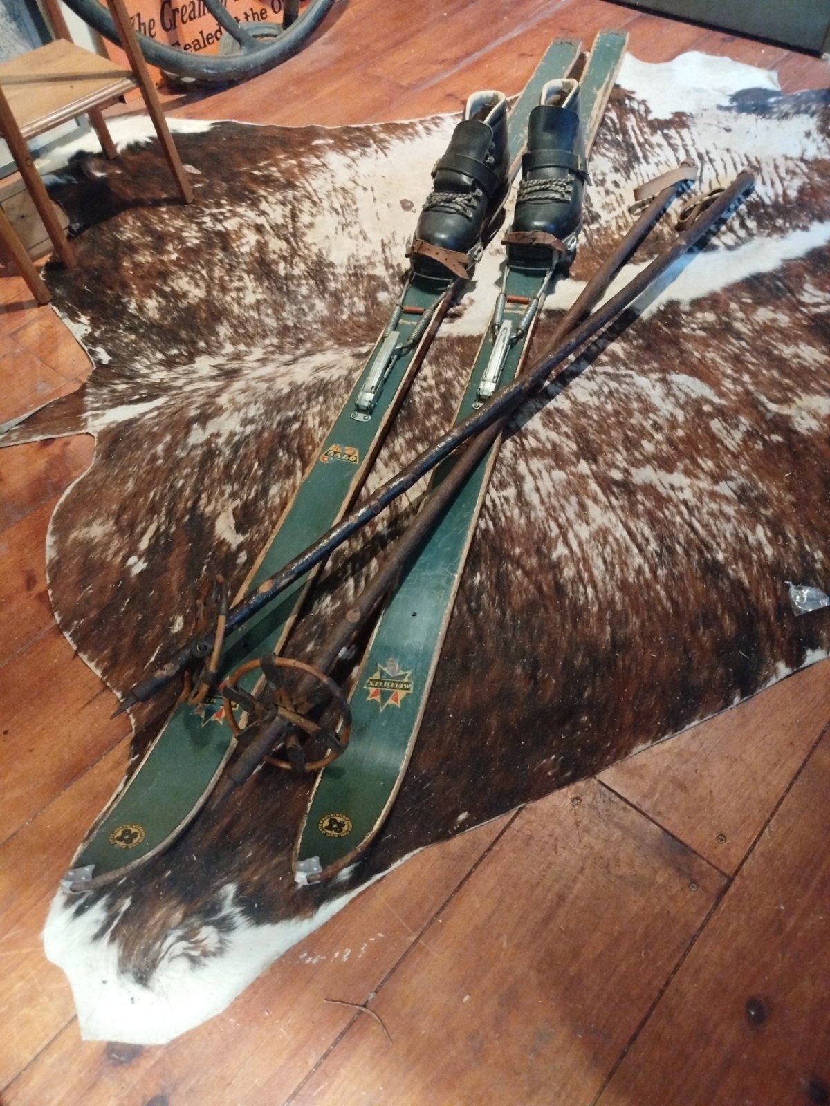 Vintage set skies compleet., Ophalen, Gebruikt, Ski's, Overige merken