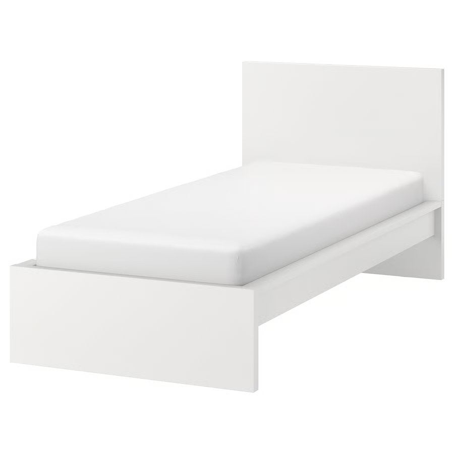Eenpersoons bed ikea malm bed incl lattenbodem en evt matras, Ophalen, Eenpersoons, Wit, 200 cm