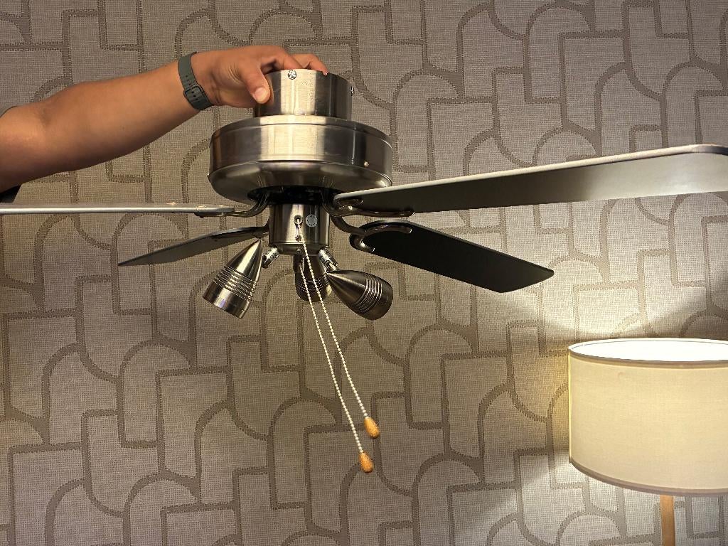 Plafondventilator met verlichting (Bestron) - RVS/zwart, Ophalen, Gebruikt, Plafondventilator