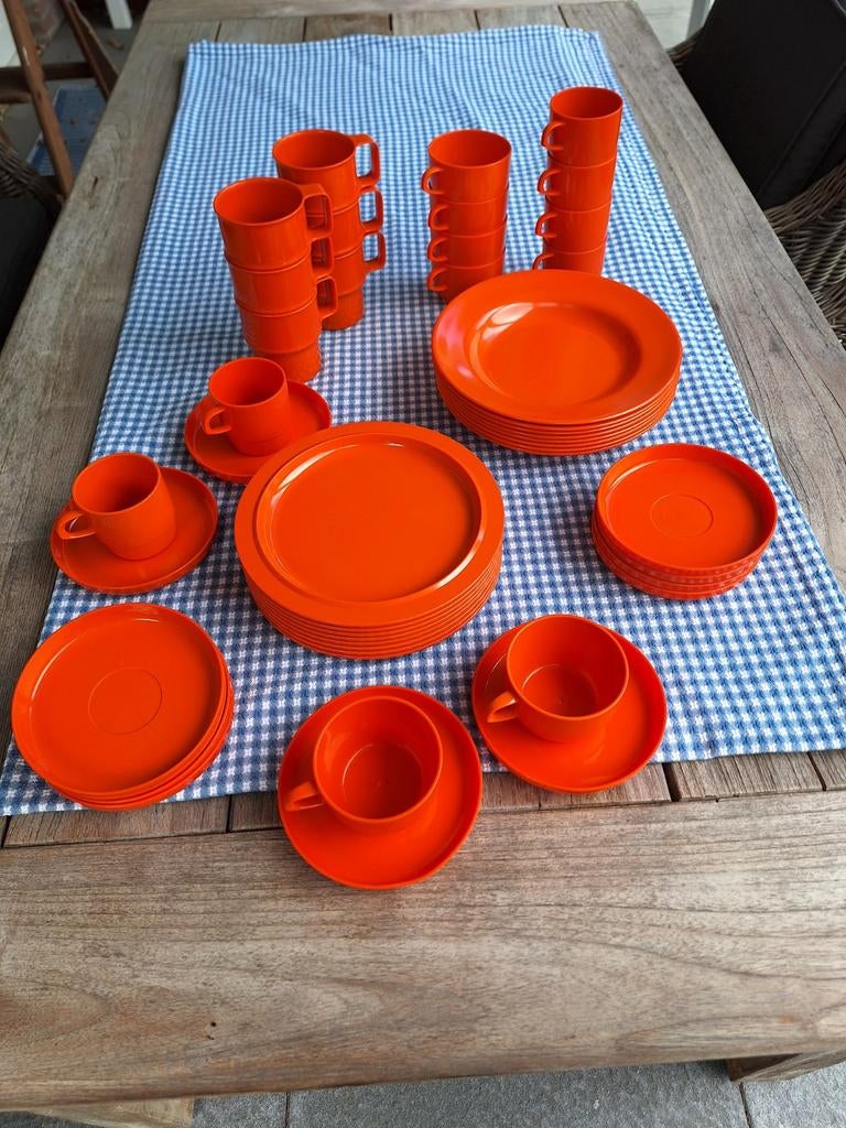 Mepal Retro Oranje Campingservies - Vintage Picknickset, Ophalen, Overige materialen, Gebruikt, Overige stijlen