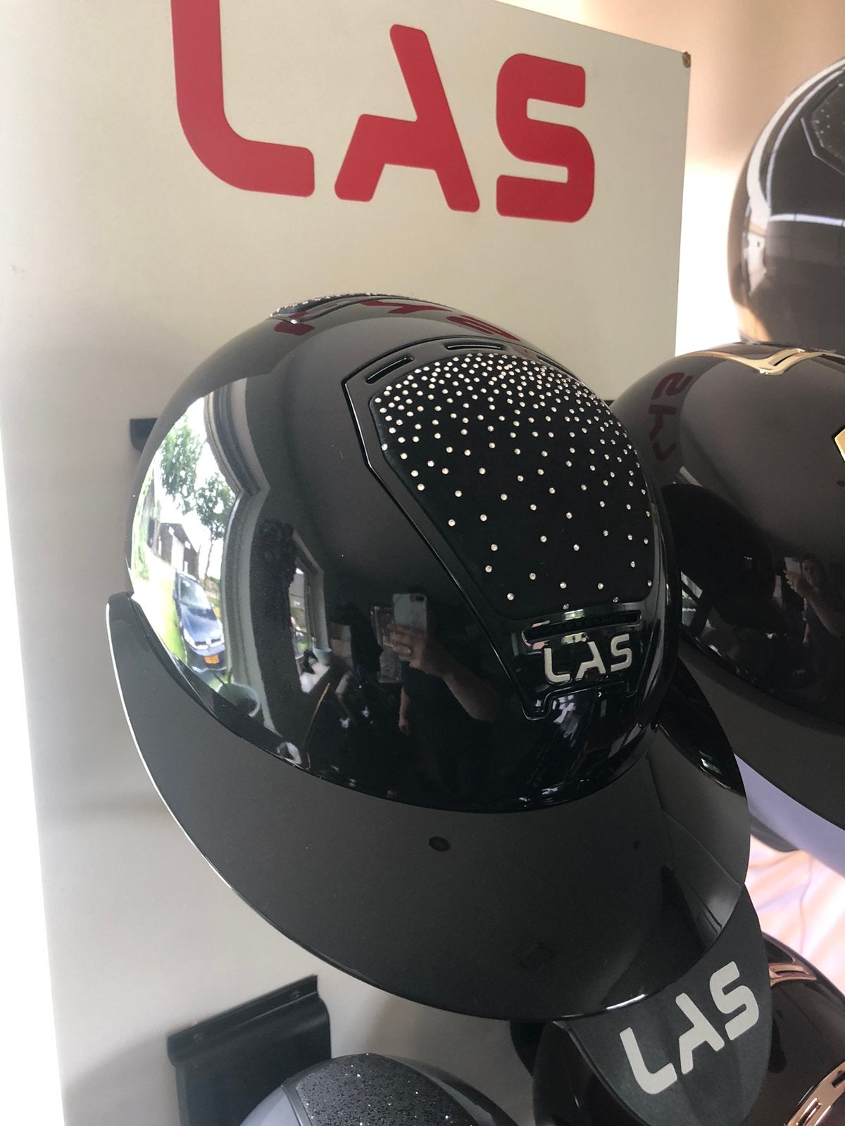 LAS cap helm Opera Cascata lak blanke Swarovski steentjes M, Dieren en Toebehoren, Paardrijkleding, LAS, Nieuw, Ophalen of Verzenden