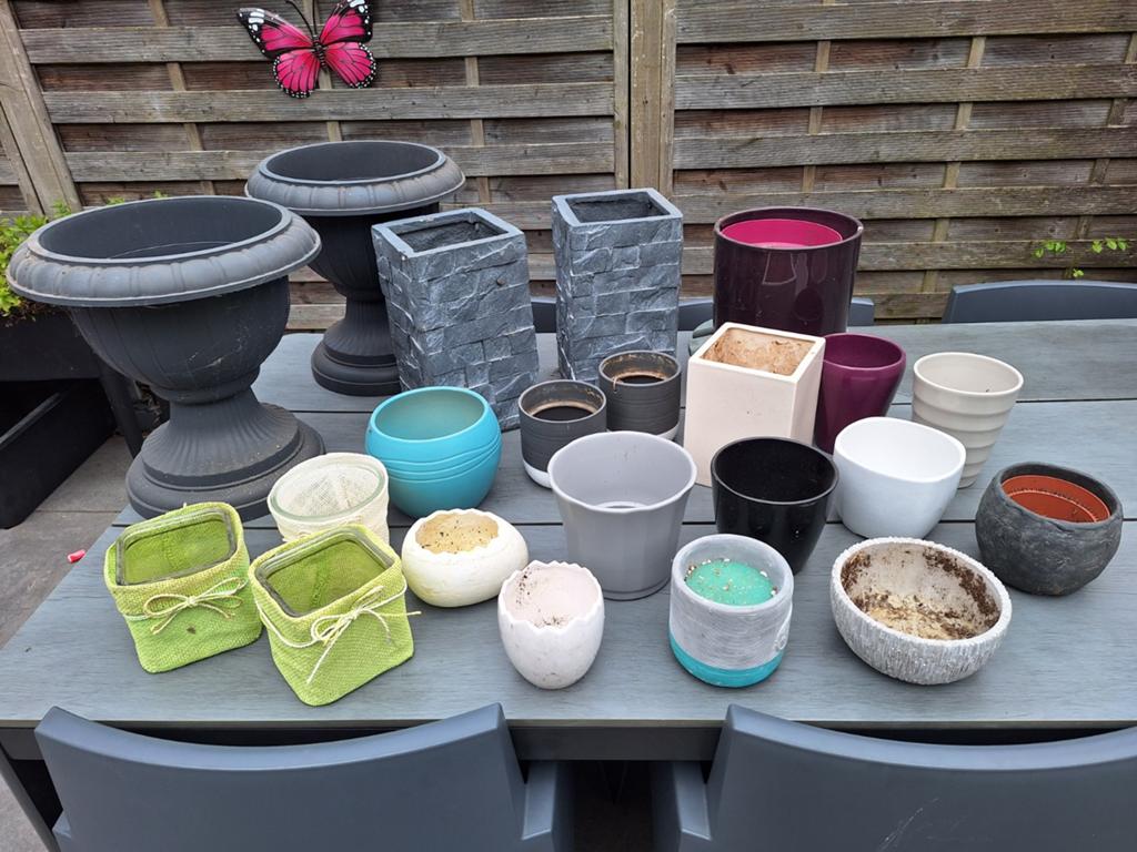 Diverse bloempotten, Ophalen, Rond, Aardewerk, Minder dan 40 cm
