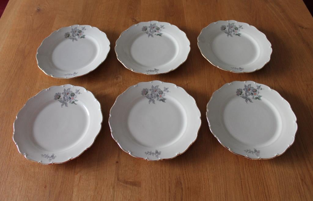 Porselein servies Czechoslovakia bordje bord dessertbord 6x, Antiek en Kunst, Ophalen of Verzenden