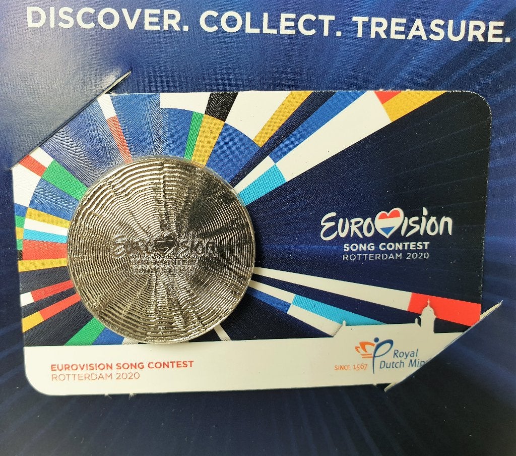 Eurosongfestival Penning in Coincard met blister, Verzenden, Koningin Beatrix, Euro's, Losse munt
