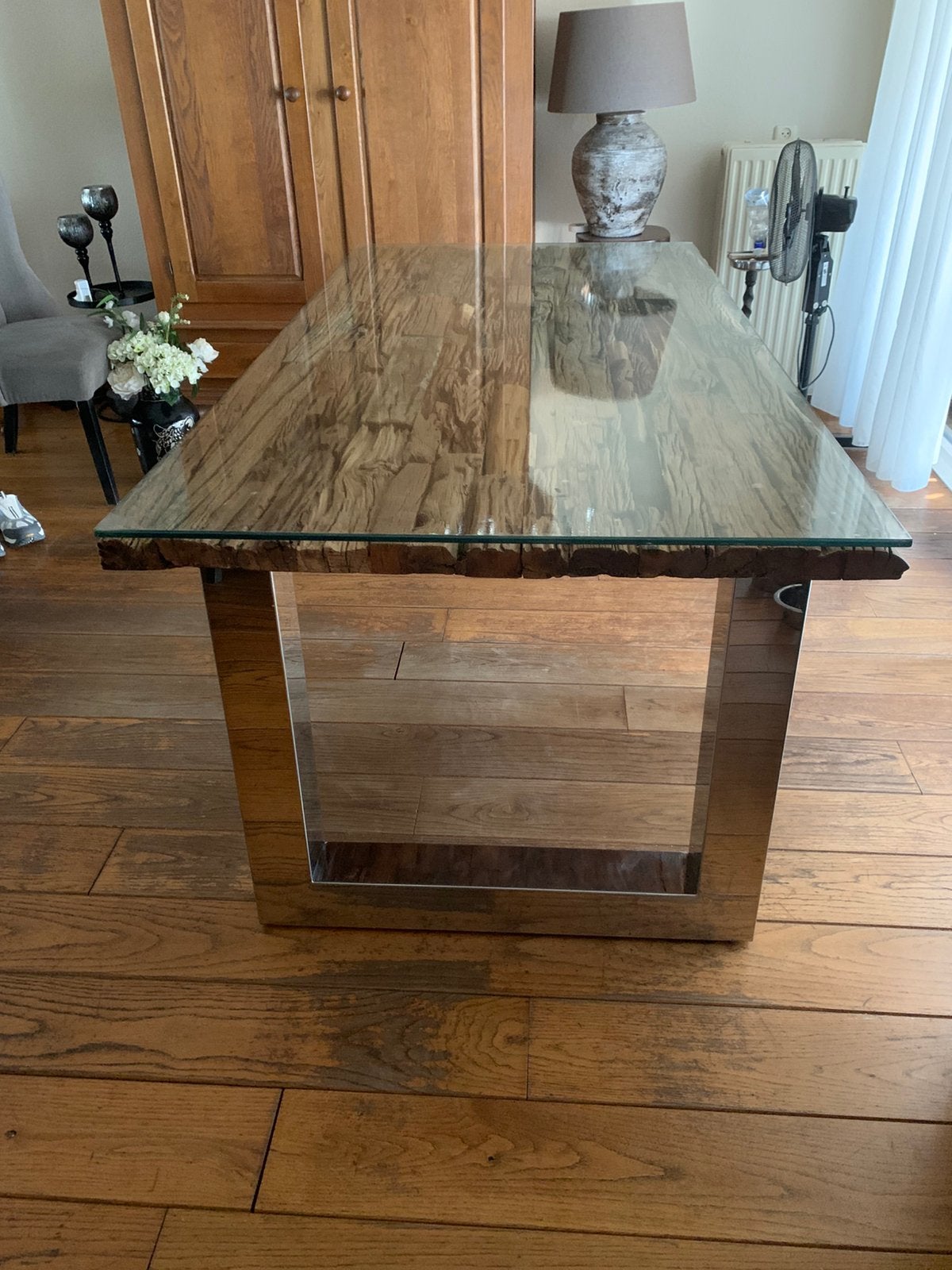 Super mooie eetkamer tafel zilver met Sleeper Wood, Huis en Inrichting, Tafels | Eettafels, Ophalen, 200 cm of meer, 50 tot 100 cm