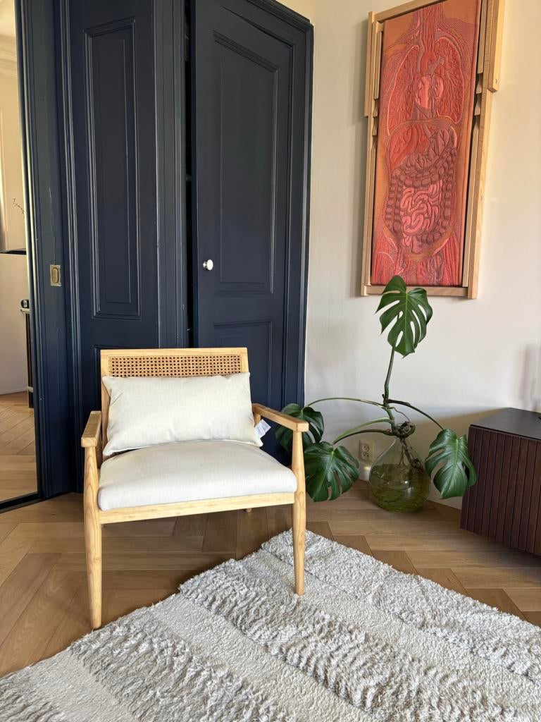 Webbing fauteuil van Westwing - Zo goed als nieuw, Huis en Inrichting, Fauteuils, Ophalen, 75 tot 100 cm, Zo goed als nieuw, 50 tot 75 cm